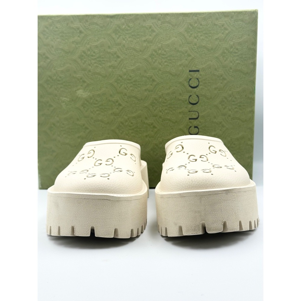 GUCCI  Cut Out Monogram Authentic Bossed GG TREK Women 42 US Size 11 Beige Clog - Picture 6 of 16